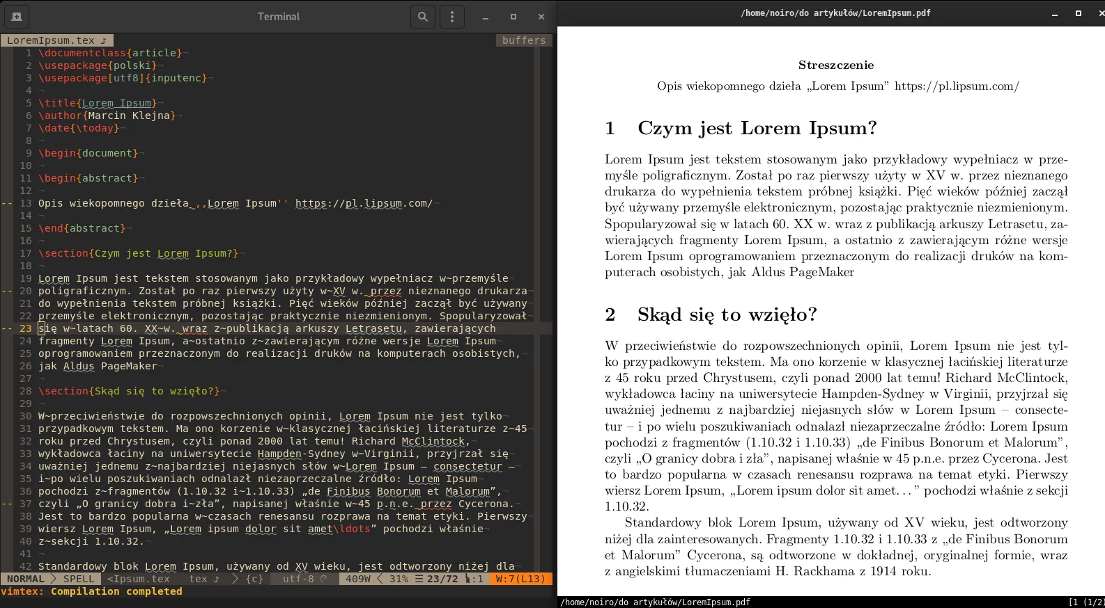 neovim z podglądem PDF